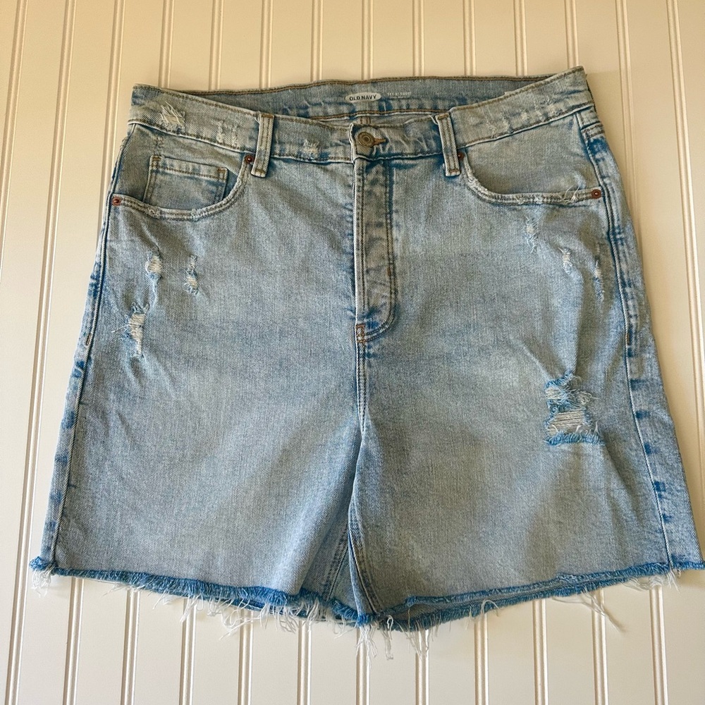 Old Navy Sky Hi Denim Jean Distressed Women Shorts Size 14